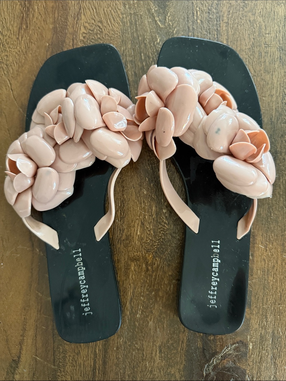Jeffrey Campbell Blush Pink Floral Jelly Slide Sandals
